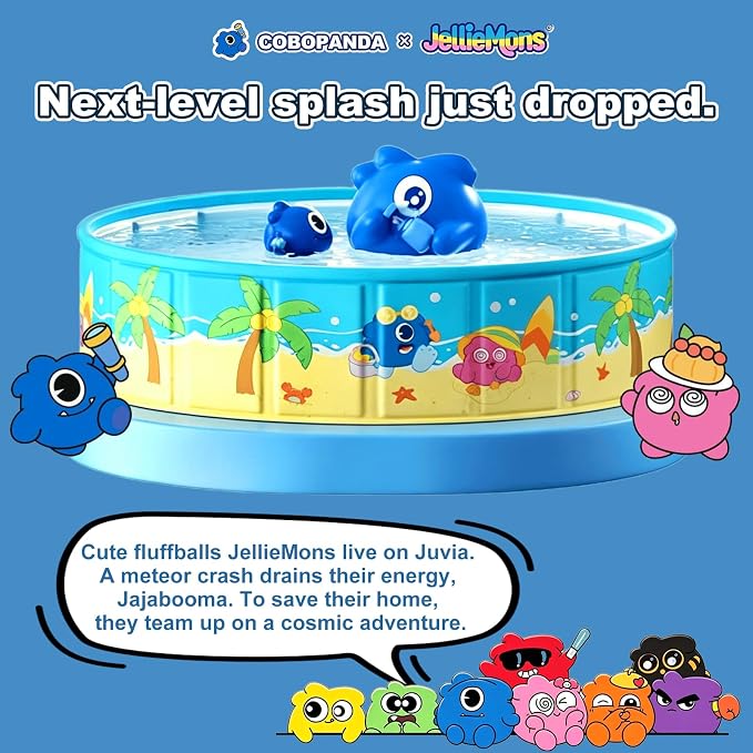 Foldable Kids Pool Hard Plastic Collapsible Deep Kiddie Pool Small Toddler Pools for Swimming, Backyard Dog Pool (JellieMons 47.2"x17.7")