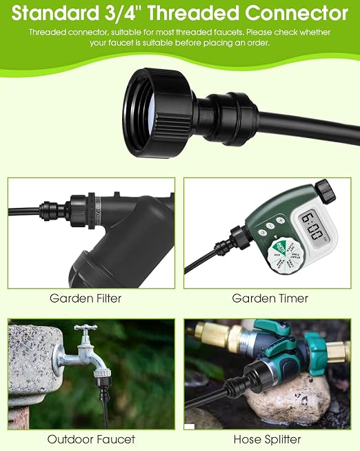 Misters for Outside Patio 32.8Ft (10M) Outdoor Water Misting Cooling System Backyard Mist Kit with 360 ° Adjustable Brass Mist Nozzles & Brass Adapter(3/4'') for Garden,Greenhouse,Fan,Pool,Porch