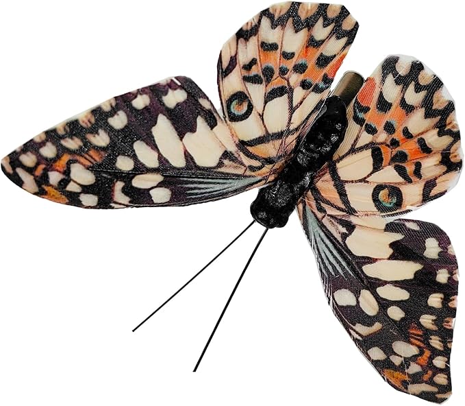 Berfutall-Artificial Feather 3D Butterfly Party Decorations Set of 12 with Clip 6 Color Ornaments for Home Decoration