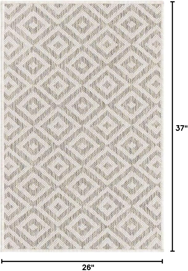 Unique Loom Outdoor Collection Area Rug - Costa Rica (2' 2" x 3' 1" Rectangle, Light Gray/ Ivory)