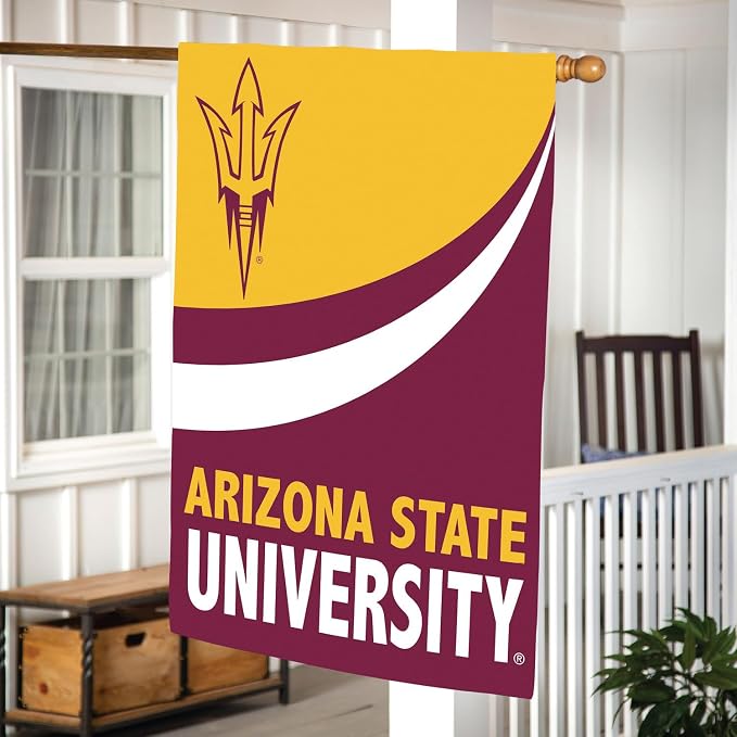Team Sports America NCAA Arizona State University House Flag, 28 x 44, Double Sided Garden Flags for Outside, Outdoor College Flags & Banners for Garden Patio, Indoor Wall Decor Flag for Room