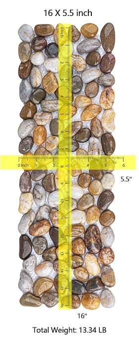 6 Pcs River Rock Stepping Stones, 16" L x 5.5" W Rectangles Natural Outdoor Pavers Pebbles Polished Gravel for Garden Walkway Pathway