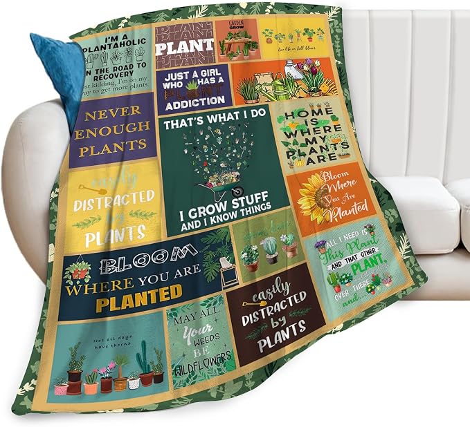 Gardening Lover Gifts Throw Blanket for Women Plant Gardeners Blanket Garden Blankets Plush Cozy Flannel Fleece Fuzzy Party Blanket 50"X40"
