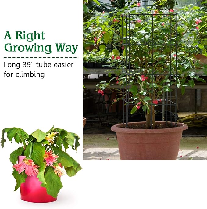 Giantex 8 Pack Folding Tomato Cages, 39" Square Plant Support Cage, Metal Tomato Trellis for Garden, Pots, Climbing Plants, Vegetables, Flowers, Fruits