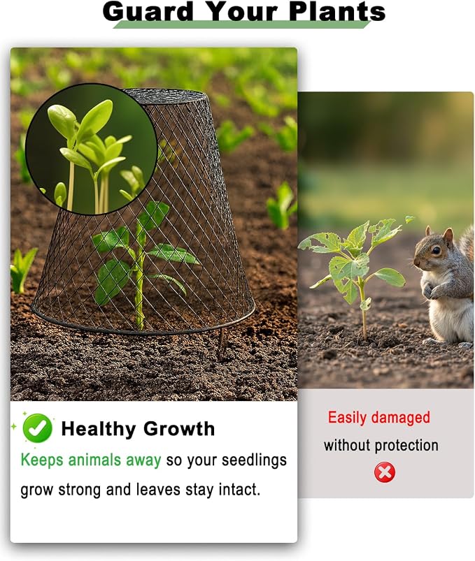 vensovo 12 Pcs Chicken Wire Cloche Plant Covers, 9 inch Metal Plant Protectors from Animals, Heavy-Duty Garden Netting to Keep Rabbits, Squirrels, Birds & Other Small Animals Out