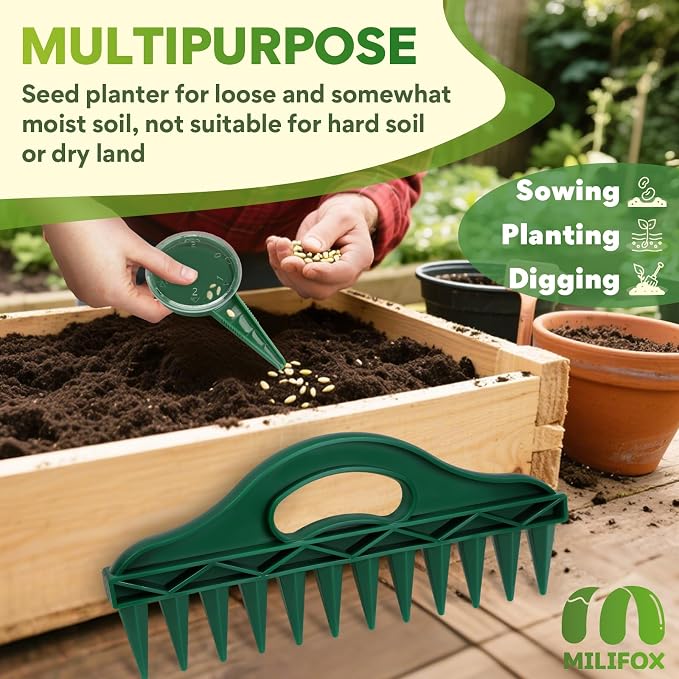 7 Pack Seed Planter Tool, 12-Hole Dibber for Planting, Seed Spreader Tools, Mini Dibber, Transplanter for Balcony Potted Plants, Greenhouse, Flower, Herb and Vegetable Cultivation