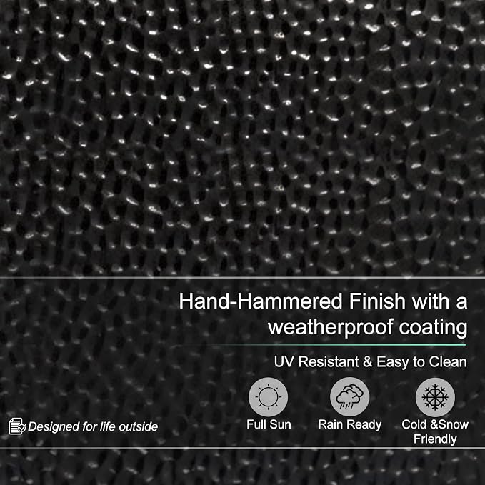 BAYN 2-Pack 24" Tall Metal Planter – Hand-Hammered Textured Large Black Flower Pots Box with Saucer for Outdoor&Indoor, Garden, Porch, Patio, Yard with Pre-Drilled Drainage Holes
