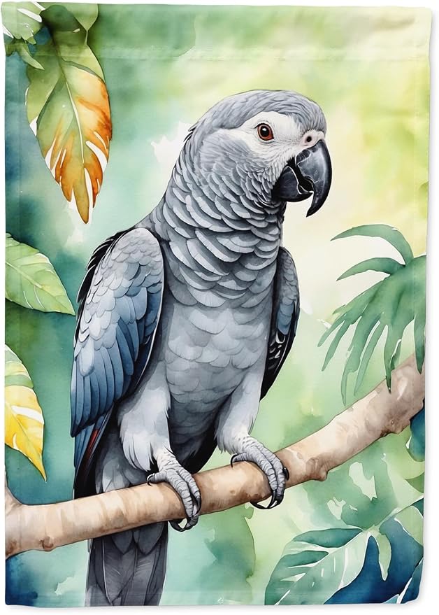 Caroline's Treasures African Grey Parrot Garden Flag Mailbox Flag Decorative Yard Flag Banner Outside Patio Artwork Yard Flower Beds, Garden Size, Multicolor