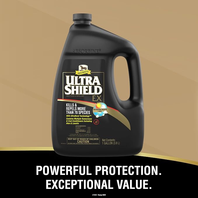 Absorbine UltraShield EX 128oz Insecticide, Kills & Repels Flies, Mosquitoes, Ticks, Fleas, Lice, Use on Horses, Dogs, Premises