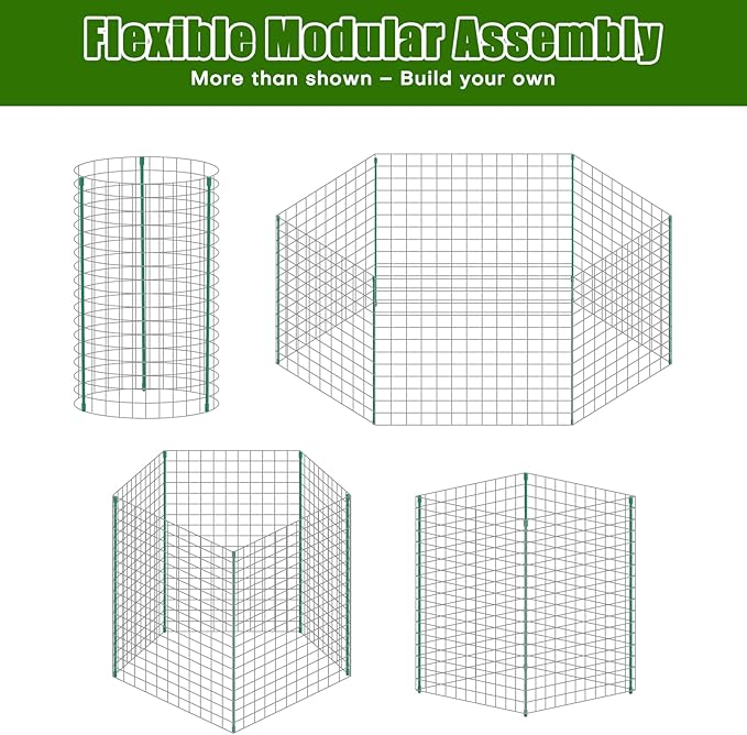 10-Set 12” x 16” Plant Protectors from Animals, Hot-Dip Galvanized Metal Mesh Plant Cages, Dual-Secure with U-Stakes & Supports, Animal Barrier to Keep Rabbits & Chickens Out of the Garden