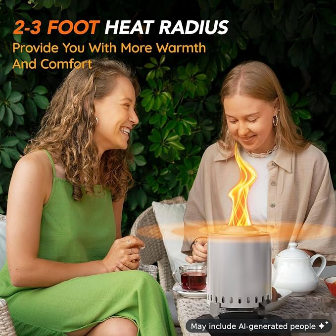 Mini Smokeless 7 Inch Tabletop Fire Pit with Pan Stand and Insulation Mat, Portable Stainless Steel Fire Pit for Camping, Patio Tabletop Firepit, Burns Wood or Pellets, Travel Bag Included, Silver