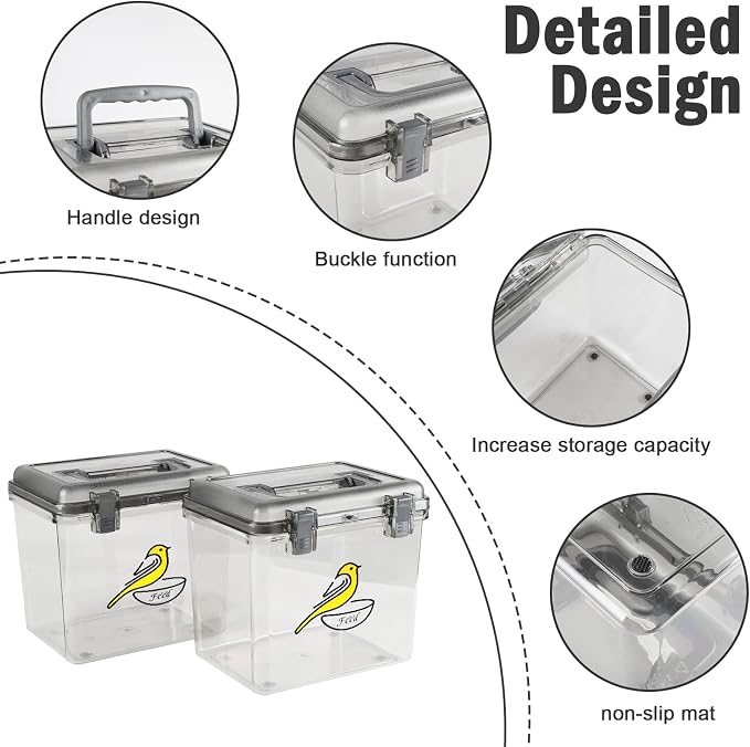 Bird Seed Storage Container 2 Pack Clear Bird Seed Container10Ib Indestructible Bird Seed Container Bird Seed Holder with Handle|for Wild Bird Seed Hermetically Or Mealworms Storage Outdoor Feeding
