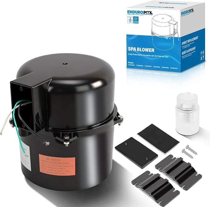 6310131 Silencer Spa Blower 1HP 120V 5.5 Amp 2 Years Warranty | Replacement for Air Supply, Direct 2 Inch Plumbing System, Quiet & Shock-Absorbing Design, for Pool Hot Tub & Spa 4-8 jets
