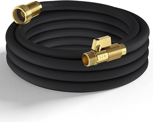 25ft Garden Hose – Lightweight & Flexible Water Hose, Leak-Proof Fabric & Non-Expandable with Shut-Off Valve for Yard, Outdoor Watering, Car Wash & RV