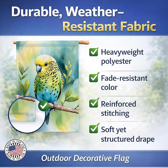 Caroline's Treasures Budgerigar House Flag Large Porch Sleeve Pole Decorative Outside Yard Banner Artwork Wall Hanging, Polyester, House Size, Multicolor
