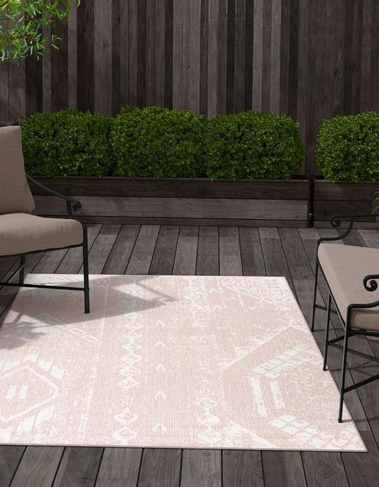 Unique Loom Outdoor Bohemian Collection Area Rug - Anthro (6' x 9' Rectangle Pink/Ivory)