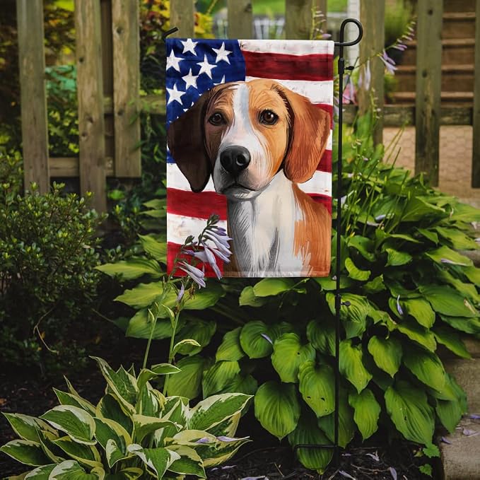 Caroline's Treasures CK6564GF Hygenhund Dog American Flag Garden Flag Mailbox Flag Decorative Yard Flag Banner Outside Patio Artwork Yard Flower Beds, Garden Size, Multicolor