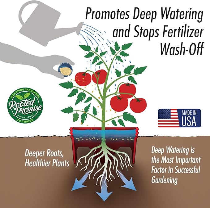 7 inch solid Planting Grow Rings | 24 Pack Red | One-Piece Design for Deep Root Watering Veggies, Herbs & Flowers | Mulch & Soil Barrier | Deter Slugs and Cutworms | Heavy Duty | Made in USA