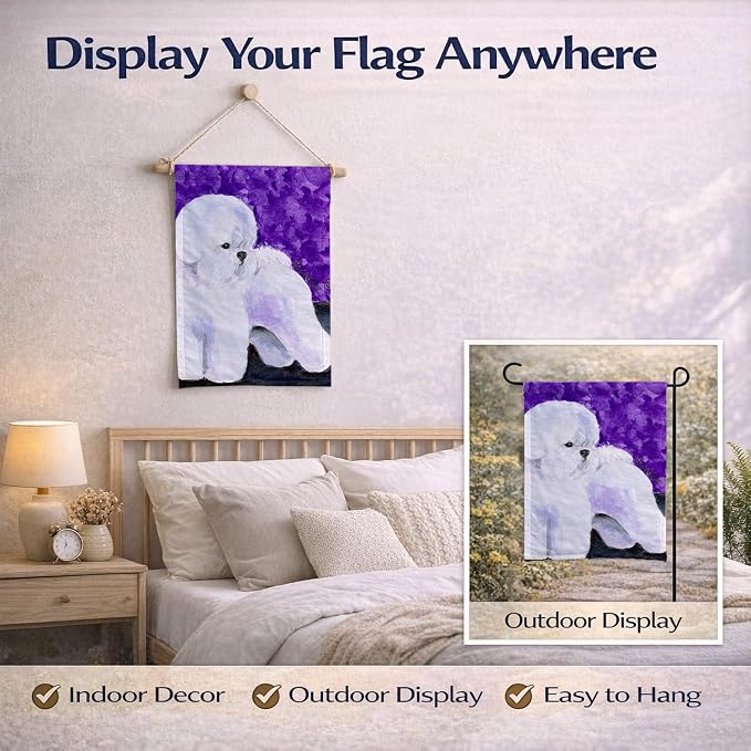 Caroline's Treasures SS8692GF Bichon Frise Garden Flag Mailbox Flag Decorative Yard Flag Banner Outside Patio Artwork Yard Flower Beds, Garden Size, Multicolor
