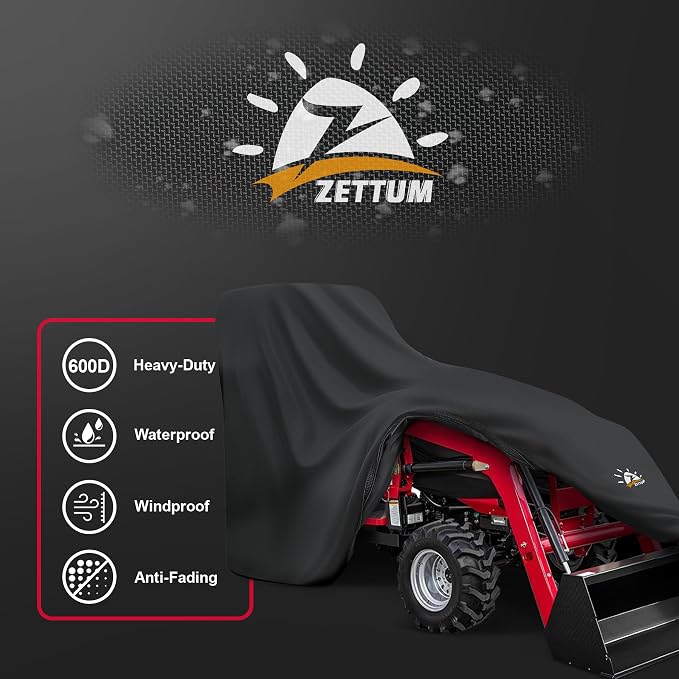 Zettum Tractor Cover - 600D Heavy Duty Waterproof Compact Utility Tractor Covers, Outdoor Windproof Small Farm Tractor Cover Fits Up to 189", Compatible with John Deere, Kubota, Mahindra and More