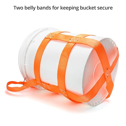 QWORK Durable Bucket Sling with Belly Bands for 5 Gallon Bucket, 200lbs Capacity