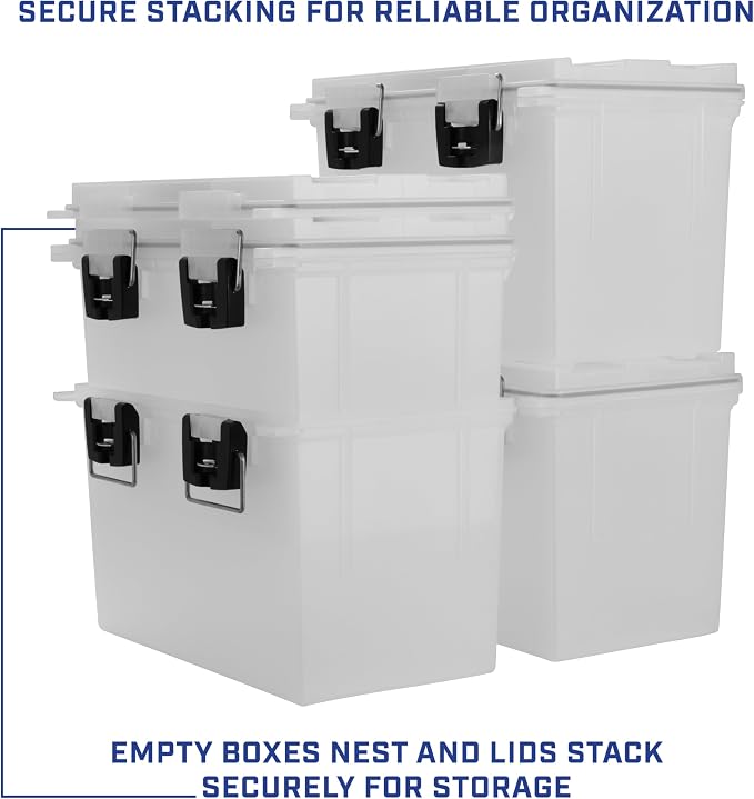 Sheffield XL Ammo Box Made in USA, Stackable Lockable Ammo Storage Box | 4 Pack Lockable Storage Box, Water and Dust Resistant Dry Box, Secures Hunting Gear, Gun Accessories, Supplies, and Bullets