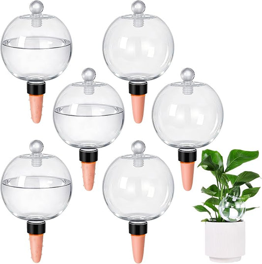26 oz Extra Large Plant Self Watering Globes Top Fill - Upgraded Plastic Water Bulbs, Slow Release Terracotta Self Watering Planter Insert, Plant Watering Devices System, Water Spikes Stakes (6 Pack)