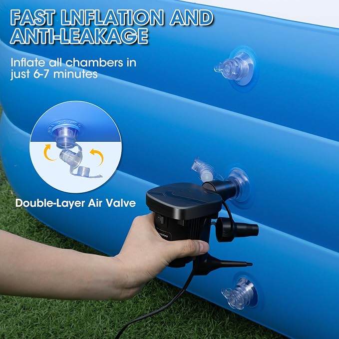 Extra Large Inflatable Pool 180" x 76" x 22" with Air Pump Included – 1303 Gallon Blow Up Pool for Adults Family, Heavy Duty Above Ground Outdoor Swimming Pool for Backyard Summer Party