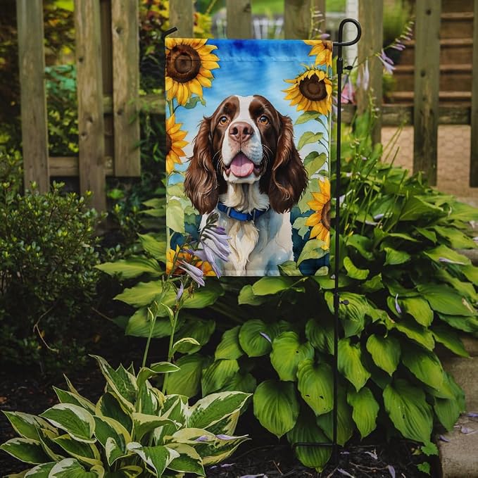 Caroline's Treasures DAC6076GF English Springer Spaniel in Sunflowers Garden Flag Mailbox Flag Decorative Yard Flag Banner Outside Patio Artwork Yard Flower Beds, Garden Size, Multicolor