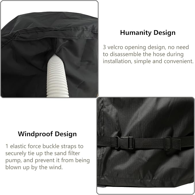 Sand Filter Pump Cover,600D Waterproof Oxford Fabric Above Ground Pool Pump Cover,Suitable for Most 8-16 Inch Sand Filter Pump on Market (Plush Lining)