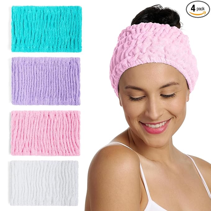 Turbie Twist 4-Pack Cotton Headbands – Extra-Wide, Comfy, All Hair Types, Classics