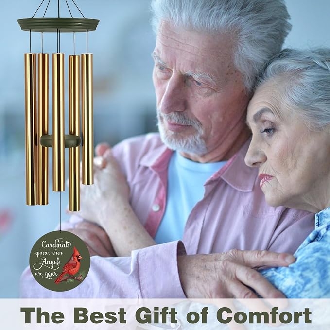 ASTARIN Cardinal Memorial Wind Chimes, 36" Personalized Name Sympathy Wind Chime, Windchimes in Memory of Loved One, Bereavement Condolence Gift for Loss Mom Dad Sister Son(Produced in Texas)