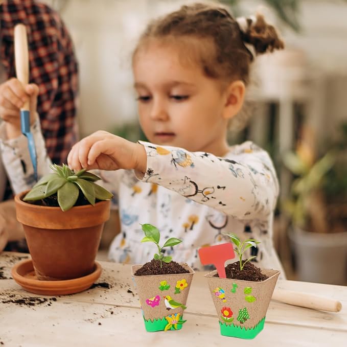 Garden Paper Pot Craft Kit | 40 sets Seed Starter | Spring Summer Kids DIY | Flower Pots Craft Kit For Kids; Earth Day Activities With Paper Pots, Stickers & Labels; Spring Crafts For Earth Day Fun