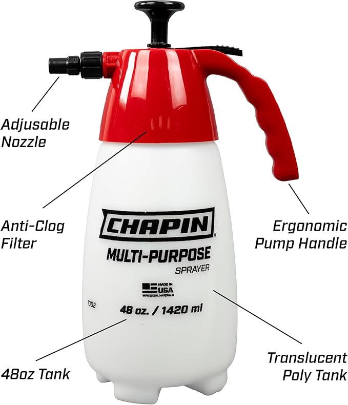Chapin 10022 48-Ounce Handheld Multi-Purpose Value-Pack Pump Sprayer for Fertilizers, Herbicides and Pesticides, 2-Pack, Translucent White