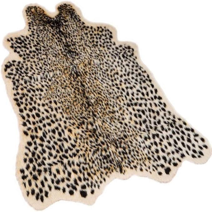 Asuprui Leopard Rug,Cheetah Carpet for Bedroom,Faux Fur Cowhide Rug 35x43In
