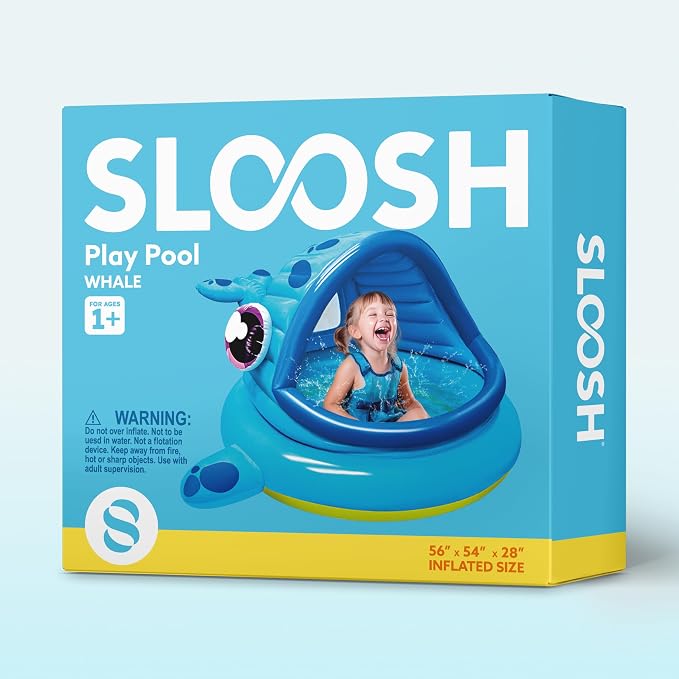 JOYIN Inflatable Shade Kiddie Pool,Whale Baby Pool Tent, Infant Swimming Pool for Kids （54" x 56" x 28"）,Blow Up Toddler Pool for Swim Party Toys Summer Water Beach Fun