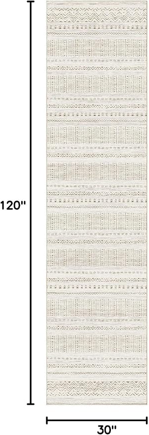 cotiled Hallway 2.6x8 Runner Rugs Washable Boho Moroccan Soft Rug | Solve Modern Neutral Trendy Home Decor - Stain Resistan Carpet for Entryway Kitchen Laundry Room Brown Cream