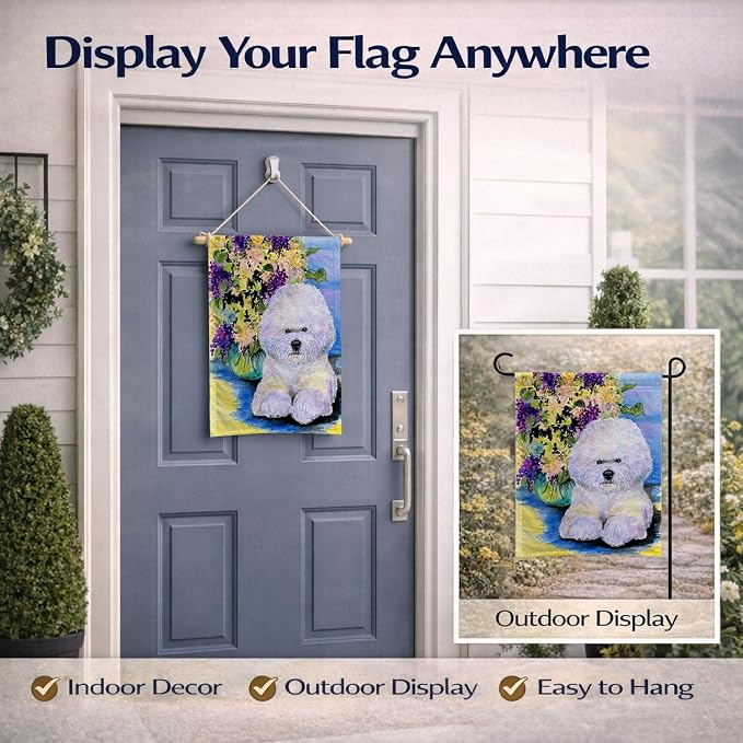 Caroline's Treasures SS8295GF Bichon Frise Garden Flag Mailbox Flag Decorative Yard Flag Banner Outside Patio Artwork Yard Flower Beds, Garden Size, Multicolor