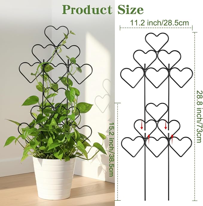 ZOUTOG 15 Inch Trellis for Climbing Plants Outdoor 3 Pack,Rustproof Metal Garden Trellis for Potted Plants,Sturdy Houseplant Support Indoor Outdoor for Ivy Pothos Monstera Hoya Flower Vine