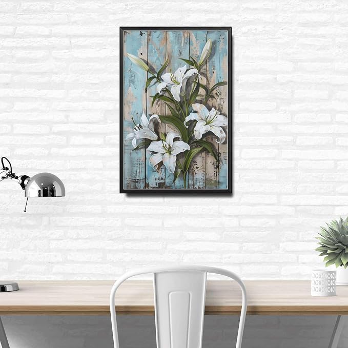 Metal Sign Tin Sign Vintage Wall Art Antique Master's Lilies Tin Sign for Rustic Elegance Shabby Chic Style and Corrosion Resistant Al Metal Garden Signs for Room 12×16 Inches with Metal Frame