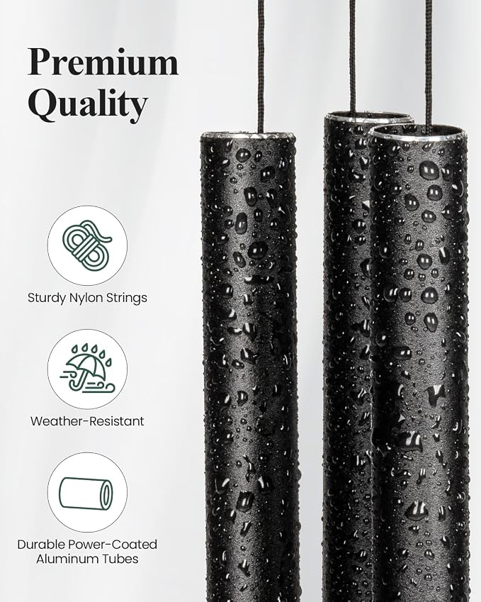 45 Inch Large Wind Chimes for Outside Deep Tone, Tree of Life Wind Chimes Outdoor, Garden, Porch Decor, Memorial Windchimes, Sympathy Gift (Black)