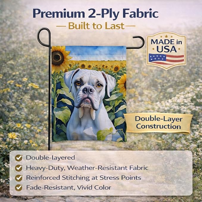 Caroline's Treasures DAC6038GF Boxer in Sunflowers Garden Flag Mailbox Flag Decorative Yard Flag Banner Outside Patio Artwork Yard Flower Beds, Garden Size, Multicolor