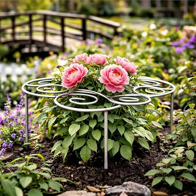 2026 New Peony Cages and Supports, Metal Plant Support Ring for Gardens, Grow Through Plant Support Hoops for Peonies, Tomatoes, Roses, and Other Plants and Flowers (Large)