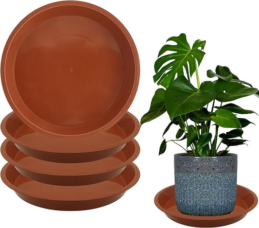 8 Pack 14 Inch Round Plant Saucers for Less 12 Inch Pot Indoors Outdoors Plant Trays for Pots Planter Saucer Plastic Drip Tray Planter Water Tray(Terracotta, 14"(8pcs))