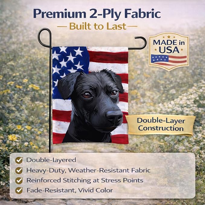 Caroline's Treasures CK6638GF Patterdale Terrier Dog American Flag Garden Flag Mailbox Flag Decorative Yard Flag Banner Outside Patio Artwork Yard Flower Beds, Garden Size, Multicolor