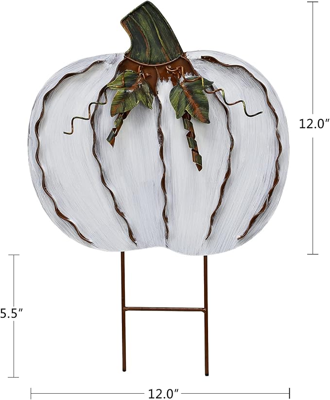 17" H Metal Pumpkin Yard Stake - Outdoor Fall Decor Rustic Garden Stake - Autumn Yard Sign Lawn Ornaments for Porch Home Patio Harvest Thanksgiving Halloween Decorations