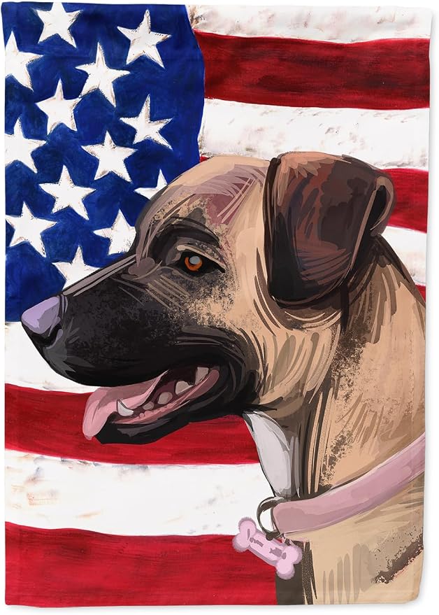 Caroline's Treasures CK6745CHF Treeing Tennessee Brindle American Flag House Flag Large Porch Sleeve Pole Decorative Outside Yard Banner Artwork Wall Hanging, Polyester, House Size, Multicolor