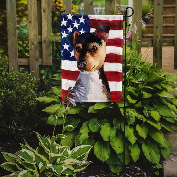Caroline's Treasures CK6460GF Brazilian Terrier Dog American Flag Garden Flag Mailbox Flag Decorative Yard Flag Banner Outside Patio Artwork Yard Flower Beds, Garden Size, Multicolor