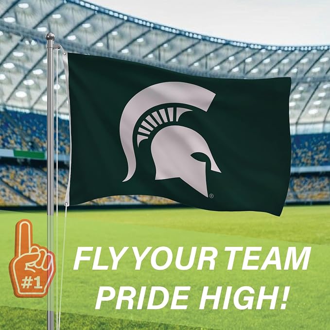 NCAA Michigan State University Flag with Grommets, 3'x5' MSU Spartans Outdoor College Flags & Banners for Garden Patio Indoor Wall Décor