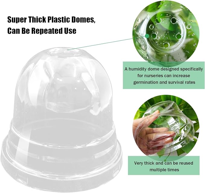 RooTrimmer 50 Pack Clear Plant Pot Domes, Transparent Seedling Domes Compatible with 4 Inch Seed Starter Pots for Indoor Outdoor Gardening(50Pcs, Clear)